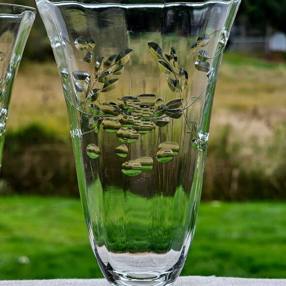 Depression Glass Cut Floral Ice Tea Glasses 5" lightweight optic fine crystal (4 - Picture 6 of 8